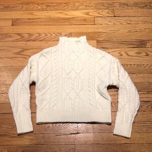 UGG Mock Neck Cable Knit Sweater. Slightly cropped Wool Blend. XS. Ivory Color.